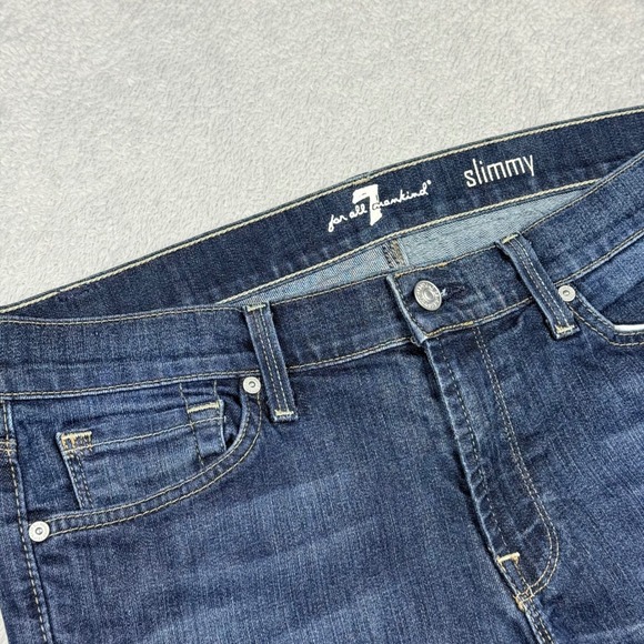 7 For All Mankind Slimmy Jeans Womens Size 32 Dark Wash Denim - Picture 1 of 13